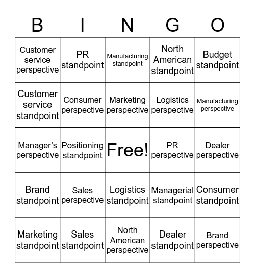 Perspective/Standpoint BINGO Card