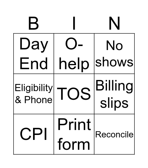 Athena Bingo Card
