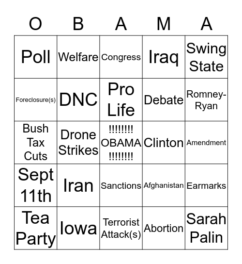 FOUR MORE YEARS!!!! Bingo Card