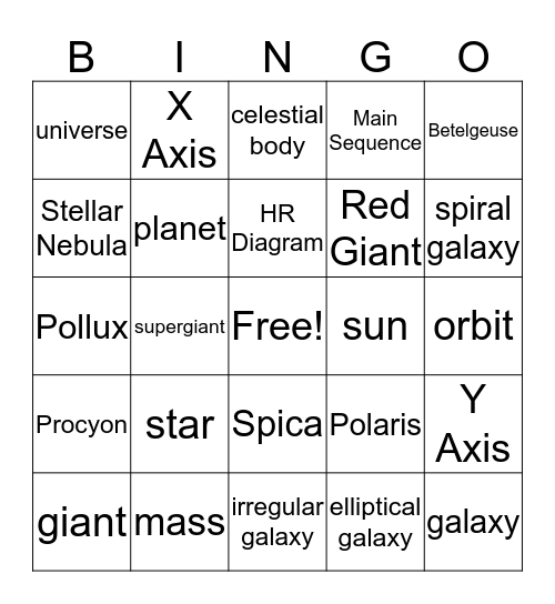 Unit 6 Vocab: Part 1 Bingo Card