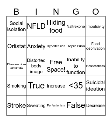 Health Bingo Card