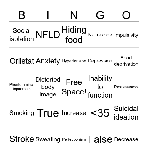 Health Bingo Card