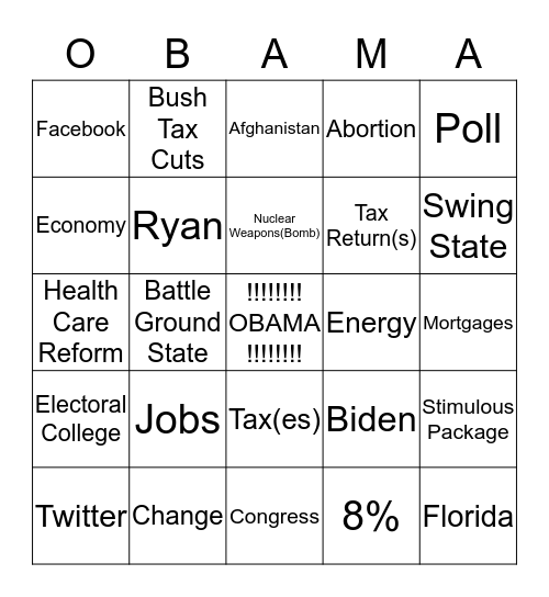 FOUR MORE YEARS!!!! Bingo Card