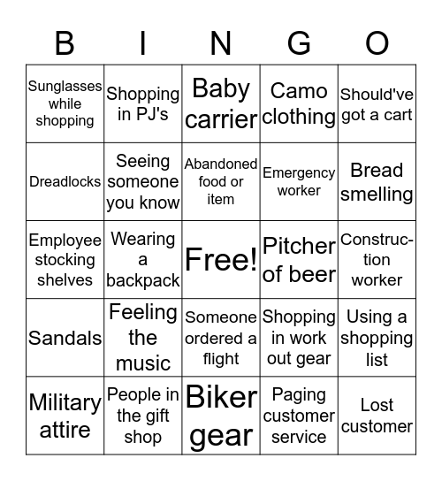 Upstairs Bingo Card