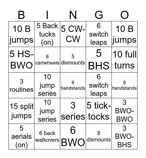 Beam Bingo Card