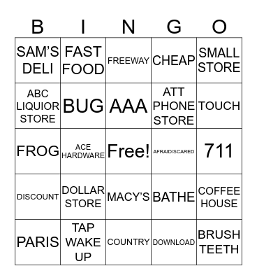 ASL SN Unit 9 Bingo Card