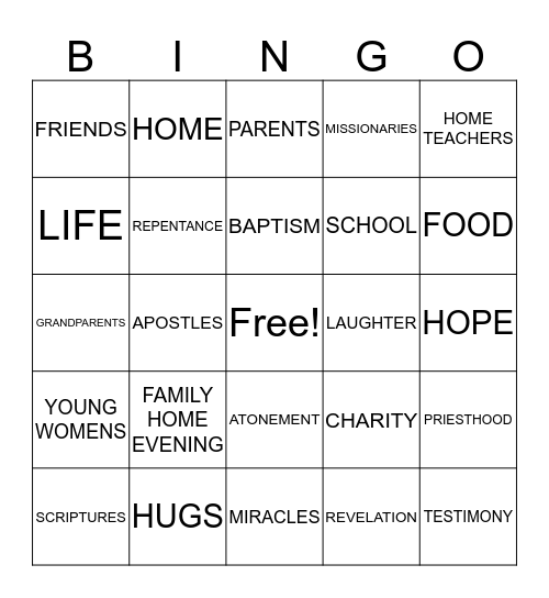 GRATITUDE BINGO Card