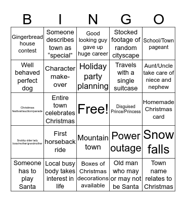 Christmas Movie BINGO Card