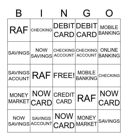 BANKER Bingo Card