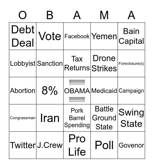 FOUR MORE YEARS!!!! Bingo Card