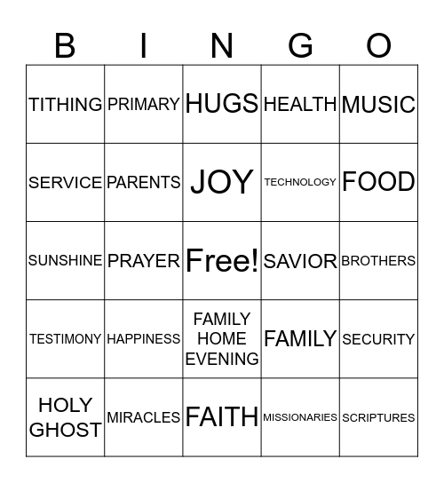 GRATITUDE BINGO Card