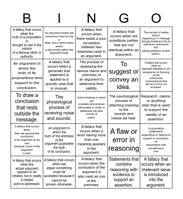 Critical Thinking Bingo Card