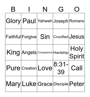 Bible Bingo Card