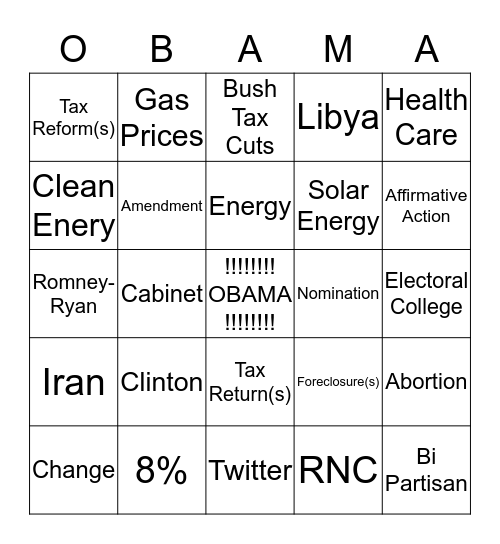 FOUR MORE YEARS!!!! Bingo Card