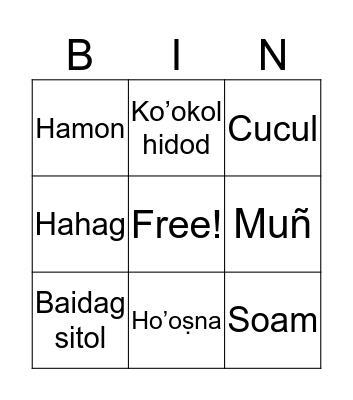 Thanksgiving Words Bingo Card