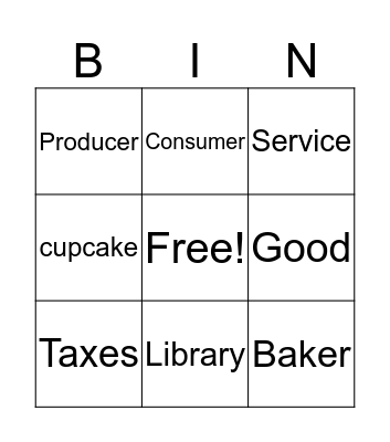 Economy Bingo Card