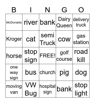 Field Trip Bingo Card