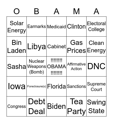 FOUR MORE YEARS!!!! Bingo Card