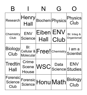 Natural Science & Mathematics Bingo Card