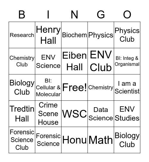 Natural Science & Mathematics Bingo Card