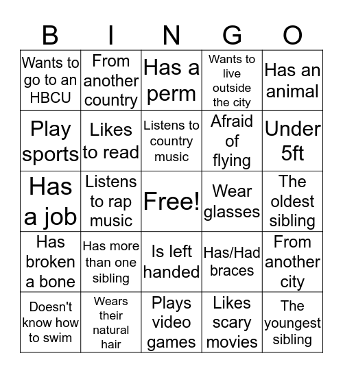 BSU Bingo Card