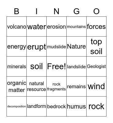 Earth and How it Changes Bingo Card