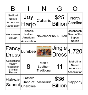 Elevating Native Voices Bingo Card