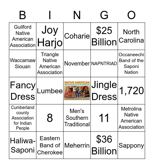 Elevating Native Voices Bingo Card