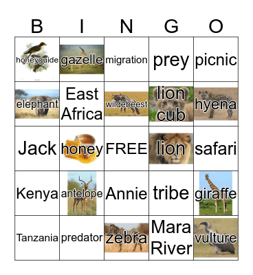 Magic Tree House—Lions at Lunchtime BINGO Card