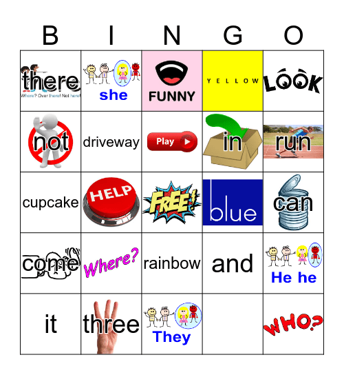 Sight Words Bingo Card
