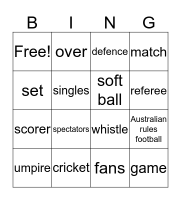 SPORTS  Bingo Card