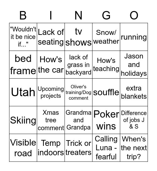 Thanksgiving Bingo Card