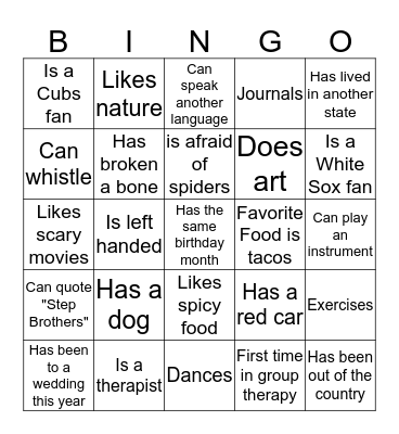 Find Someone Who . . . Bingo Card