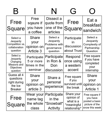 Networks and Relationships Bingo Card