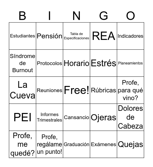 Confraternidad CTP Fortuna Bingo Card