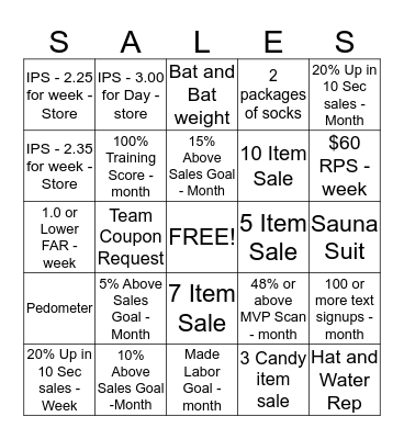 District 42 Sales Competition Bingo Card