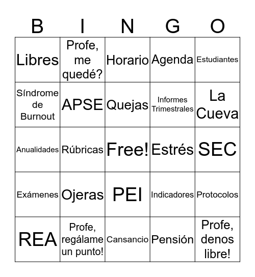 Confraternidad CTP Fortuna Bingo Card