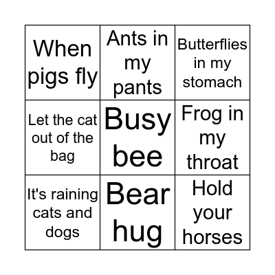 Idiom Bingo Card