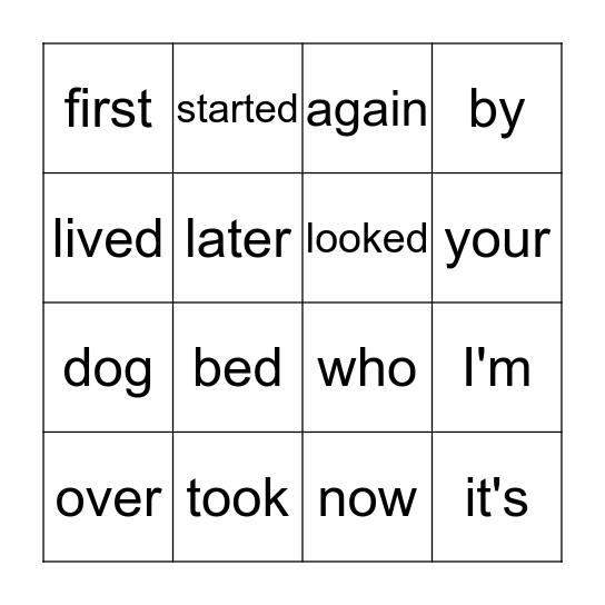 Red Cloud Word Bingo Card