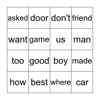 Blue Cloud Word Bingo Card