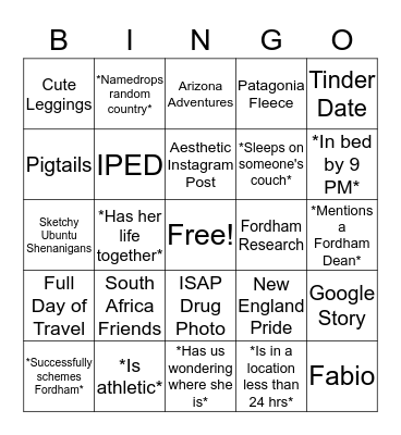 Stephanie Galbraith Bingo Card