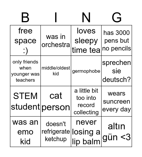 liz bingo Card
