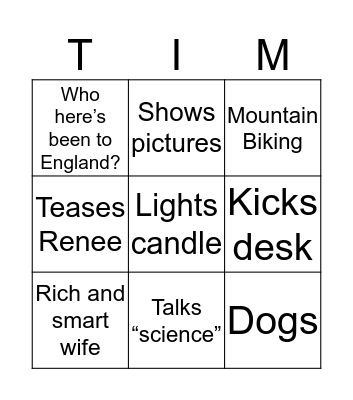Time Time Bingo Card