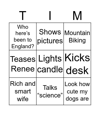 Tim Time Bingo Card