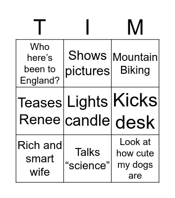 Tim Time Bingo Card