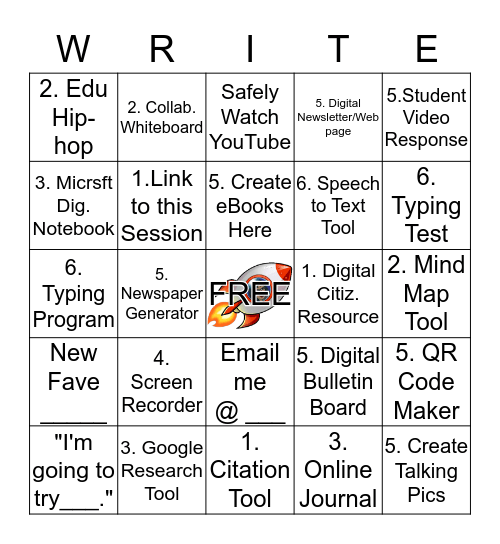 Game on: On the Write Path- Digital Tools Bingo Card