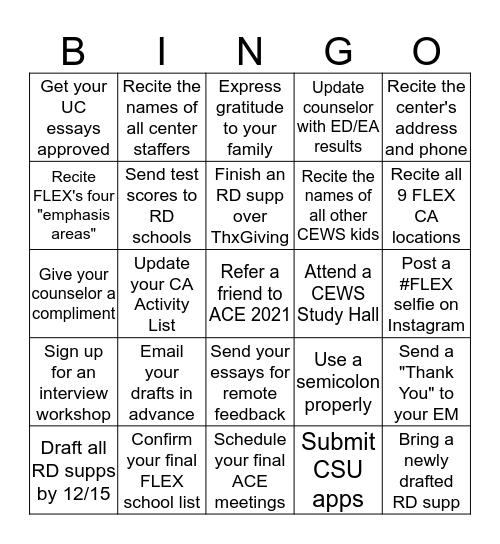 ACE SEASON: FINAL RUN Bingo Card