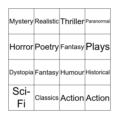 Genre Bingo Card