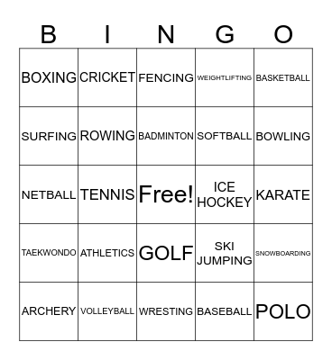 SPORTS Bingo Card