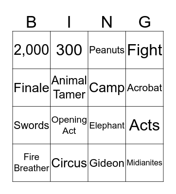 BIBLE BINGO Card